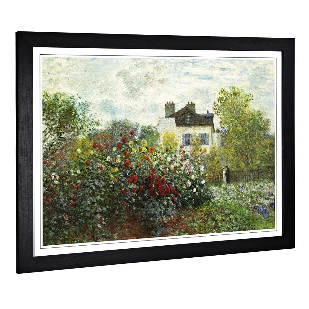 Big Box Art Framed Print of Claude Monet Garden in Argenteuil Design | Wall Art Picture | Home Decor for Kitchen, Living Room, Bedroom, Hallway, Black, A2 / 24.5x18 Inch / 62x45cm