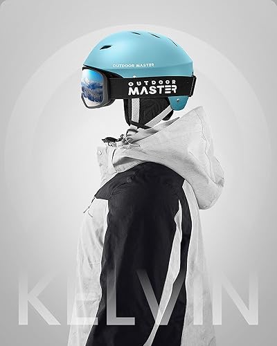 Vista 34 de OutdoorMaster Kelvin - Casco de esquí y snowboard para hombres, mujeres y jóvenes Gris