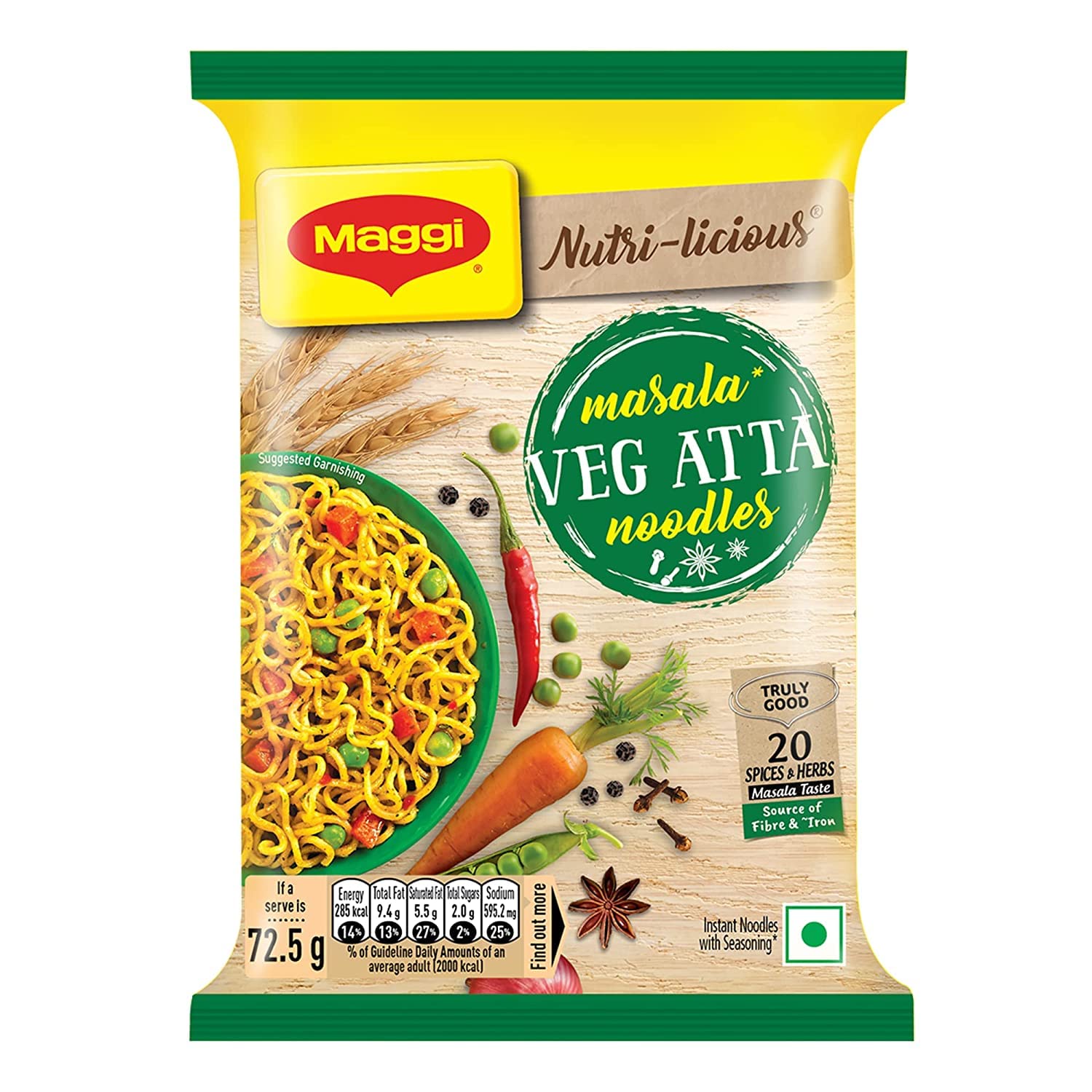 Maggi Nutri-Licious Masala Veg Atta Noodles, 72.5 grams[Pack of 6] (B07BDNBD91) Amazon Price History, Amazon Price Tracker