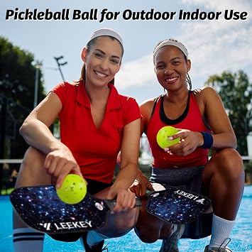 LEEKEY Pickleball Topları - 40 Delikli Açık Hava Turşu Topları, 4/12 Paket Hasır Çantalı Turşu Topları, Yüksek Sıçrama ve Dayanıklı Turşu Topları, Pickleball Aksesuarları, Spor Hediyesi