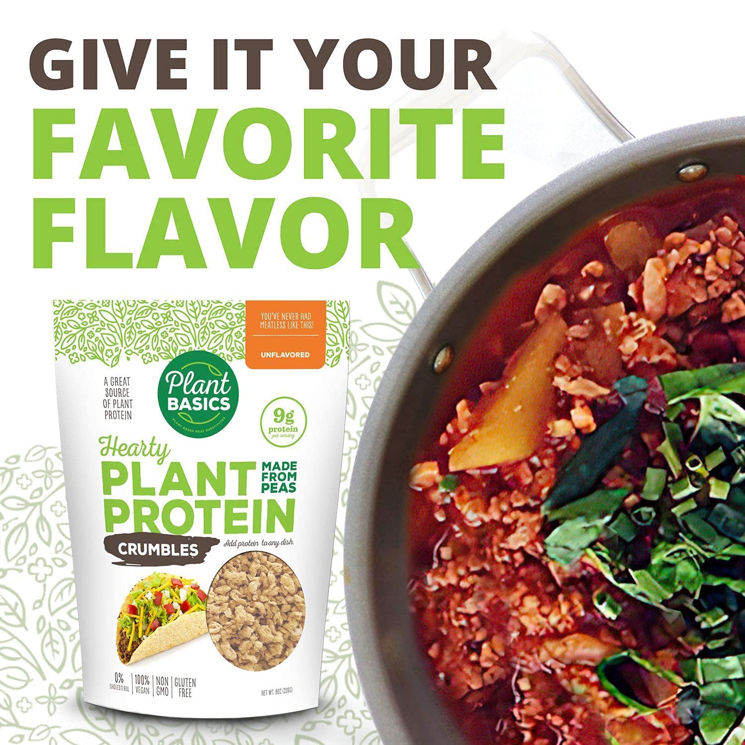 Plant Basics - Hearty Plant Protein - Unflavored Crumbles, 15 lb Bulk Bag, Made from Peas, Non-GMO, Gluten Free, Low Fat, Low Sodium, Vegan, Meat Substitute