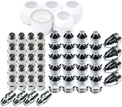 Plasma Cutter Torch Tip Electrode Cup Kit for P-80 Torch Consumables 45pcs 1.5mm / 0.059in