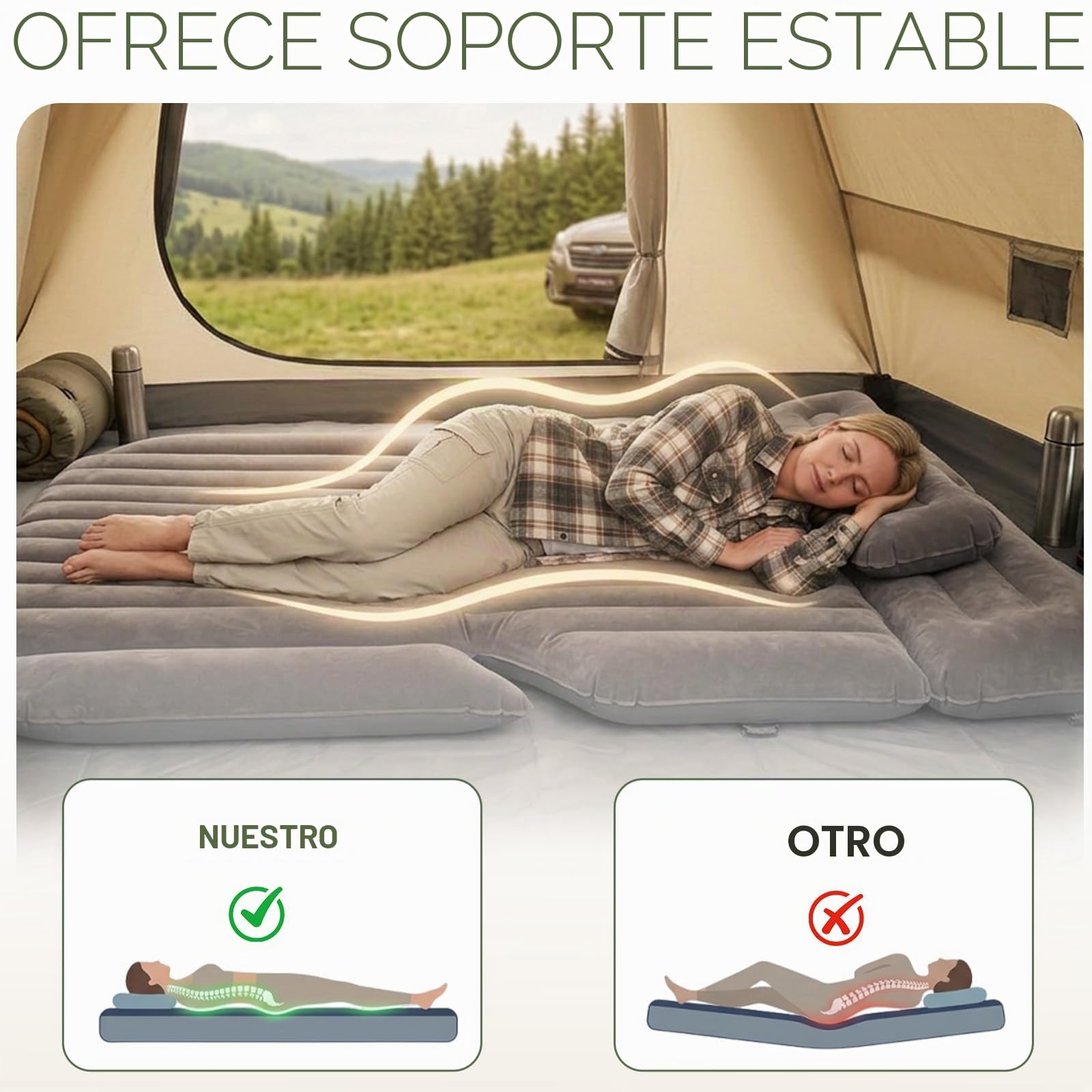Sekey Colchón de aire para coche con bomba de aire de 12 V para viajes por carretera, SUV, colchón hinchable para 2-3 personas, infla en cualquier momento y relajarse inmediatamente, colchón hinchable