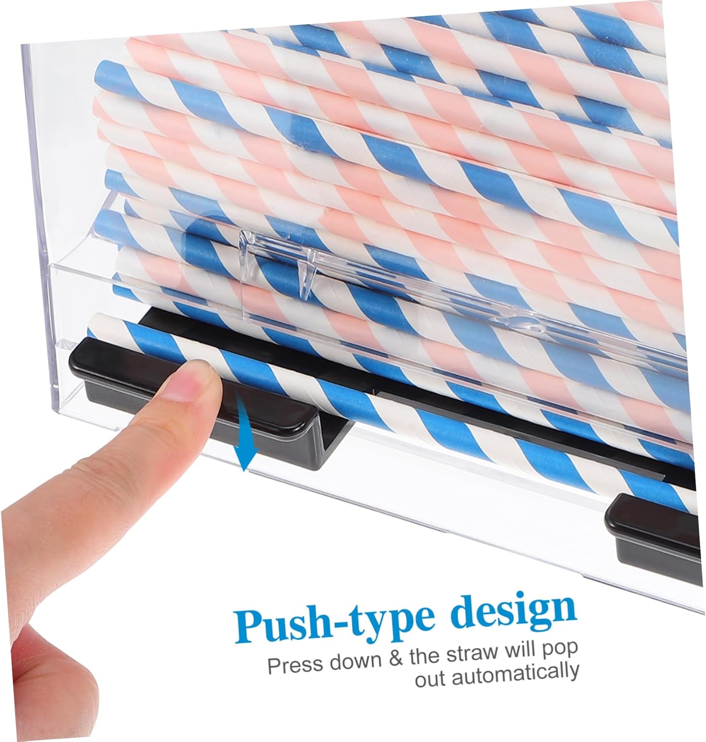 GLEAVI Acrylic Straw Dispenser Box Pressing Straw Holder for Restaurant for Kitchen and Parties