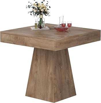 Small Dining Table, 31.5-inch Dinner Table for 2-4 People, Square Kitchen Table with Load-Bearing Trapezoidal Base, for Home, Dining Room, Small Space, Brown