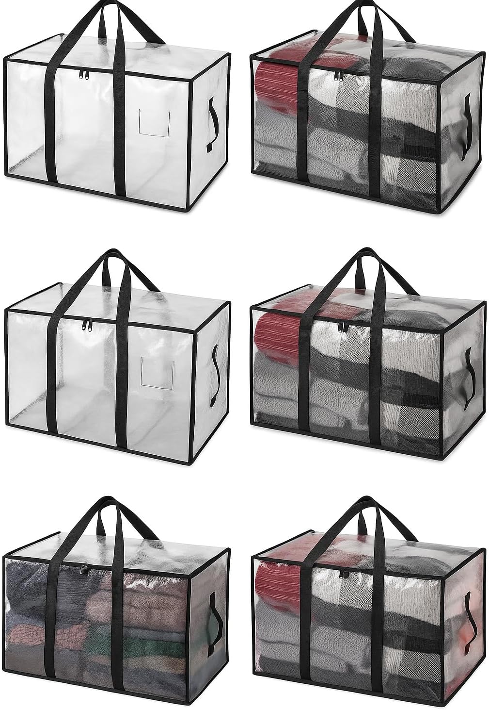 Heavy Duty Clear Tote Bag for Storage & Organization – Extra Large, Durable Zippered Storage Bin with Reinforced Handles – for Home, Travel & Garage Use (X-Large, 6.0, Count)