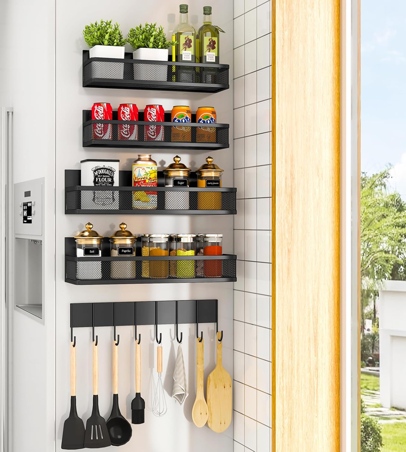 Hihotiner 5 Pack Shelf, Spice Rack for