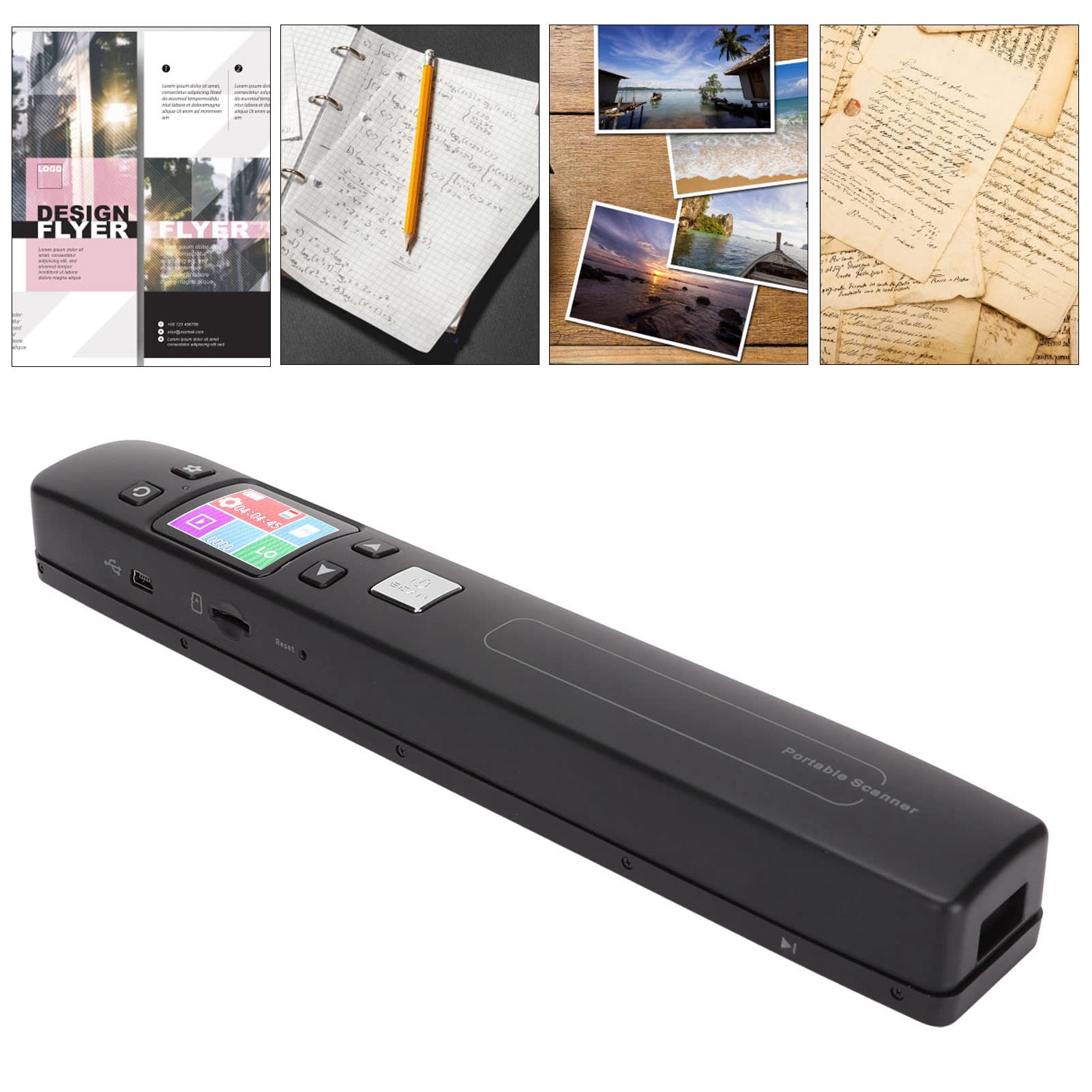 Zunate Scanner Portatile Wi-Fi, Scanner di Testo per Immagini da 1050 DPI con Batteria Ricaricabile, Supporto per L'archiviazione di Schede TF per la Scansione di Documenti, Foto, Riviste(Nero)