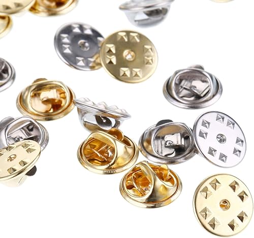 Miniatura 9 de Onwon 30 piezas de latón mariposa Cluth Insignia Insignia Embragues  No requiere herramientas, cierre de pasador de metal a granel, cierre de