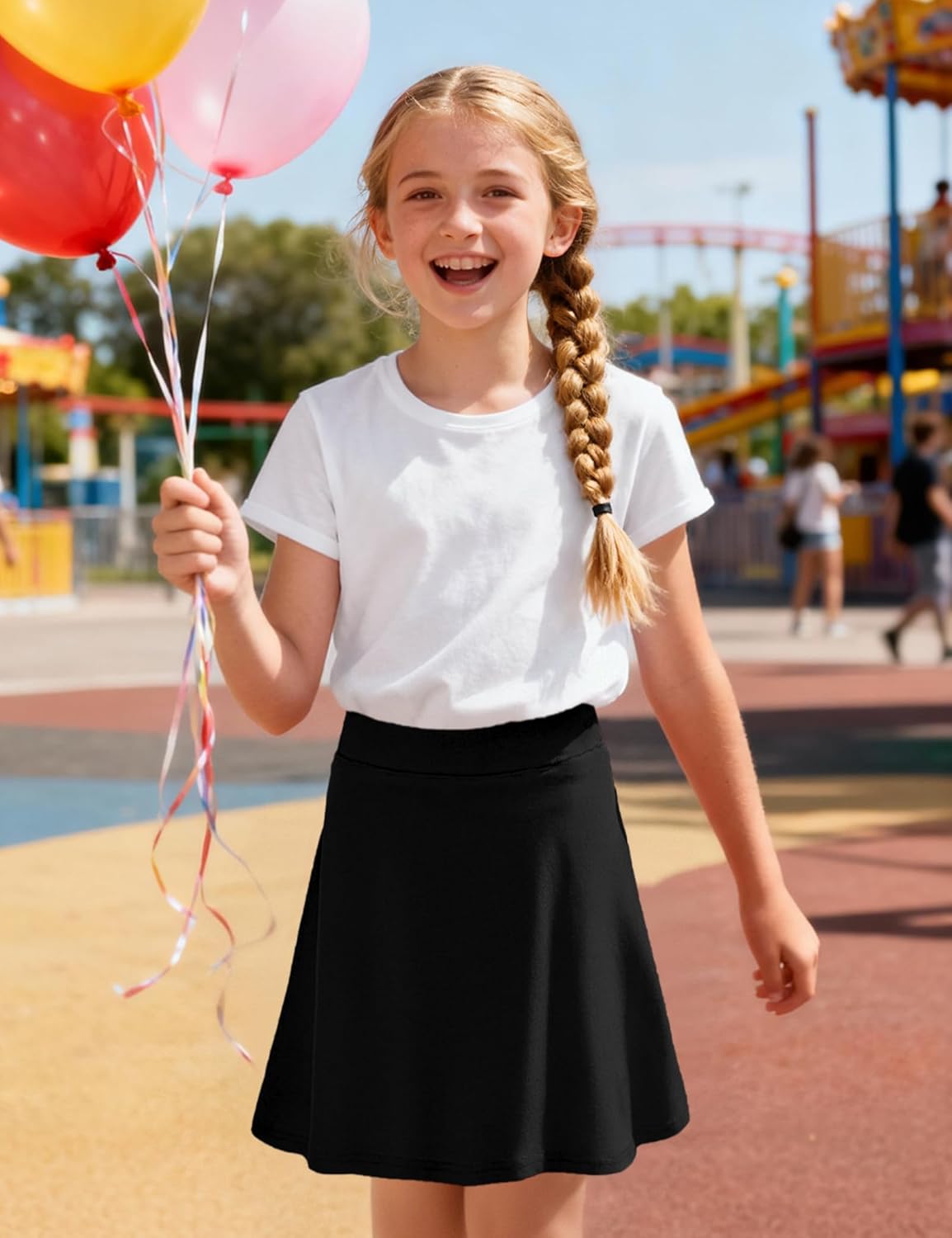 KEREDA Girls Uniform Skirts with Undershorts Casual High Waist Stretchy A-Line Skirts Soft Skorts Fashion Clothes - Image 3