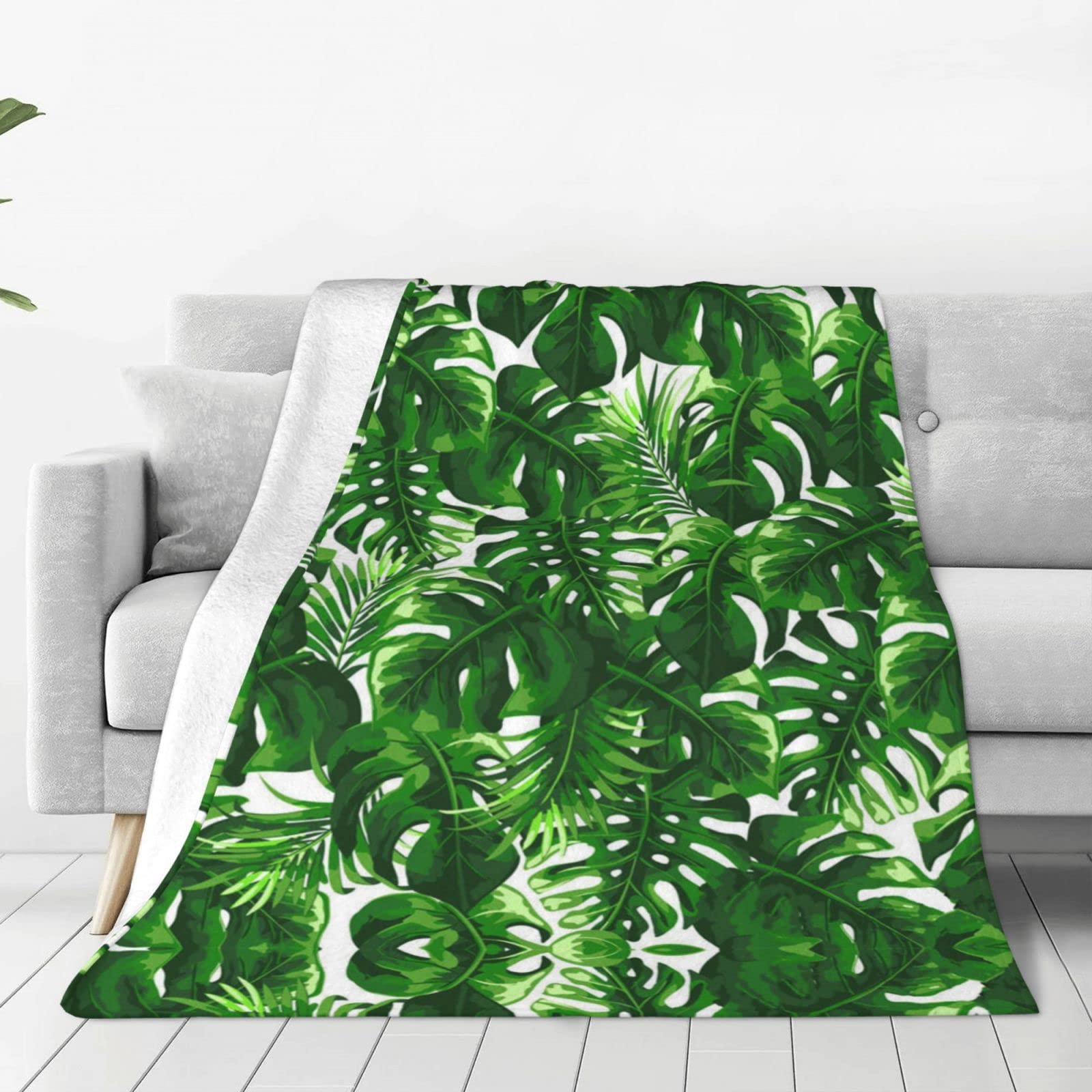 Couverture polaire Monstera Deliciosa en flanelle pour lit et canapé 152x127 cm