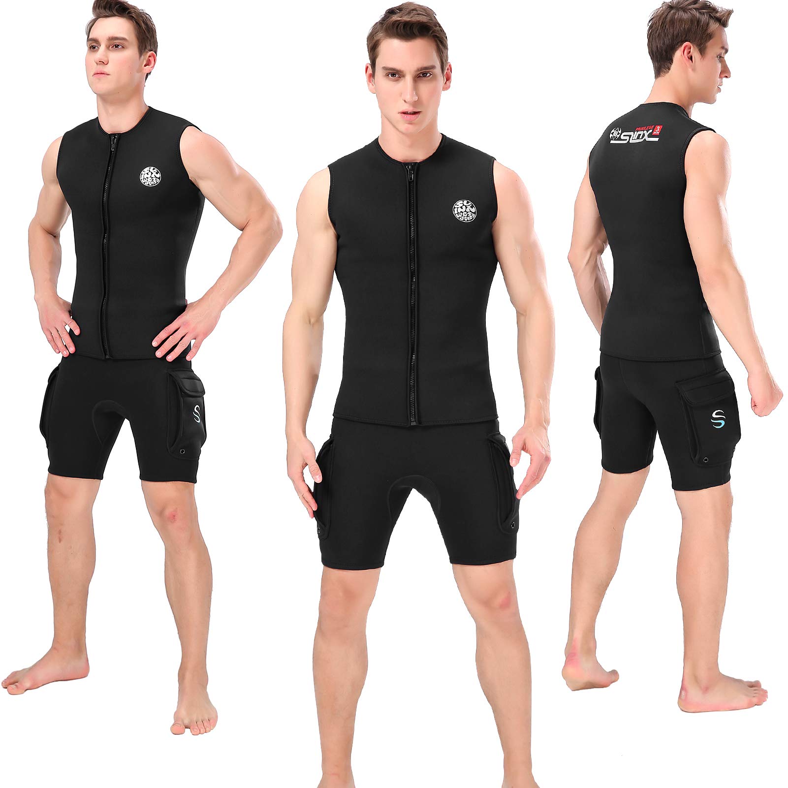 Lixada Traje de Neopreno de 3 mm Chaleco Superior Chaleco sin Mangas Cálido Térmico para Buceo Surf Natación Navegación