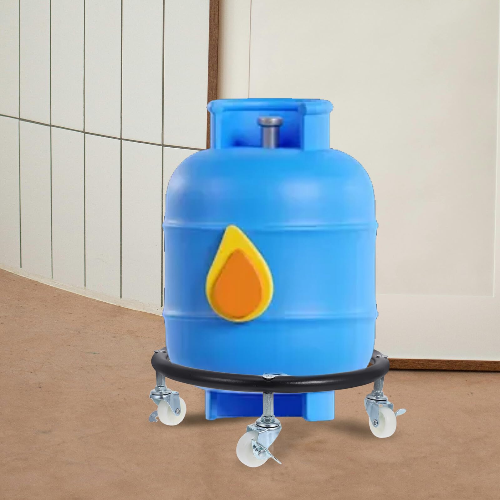 SHINEOFI Beweglicher Propan gaszylinderständer mit Bremse Runde Gasflaschenablage aus Robustem Material Mobiler Propantankhalter für Küche und Lagerung Langlebige Basis mit Gummierten