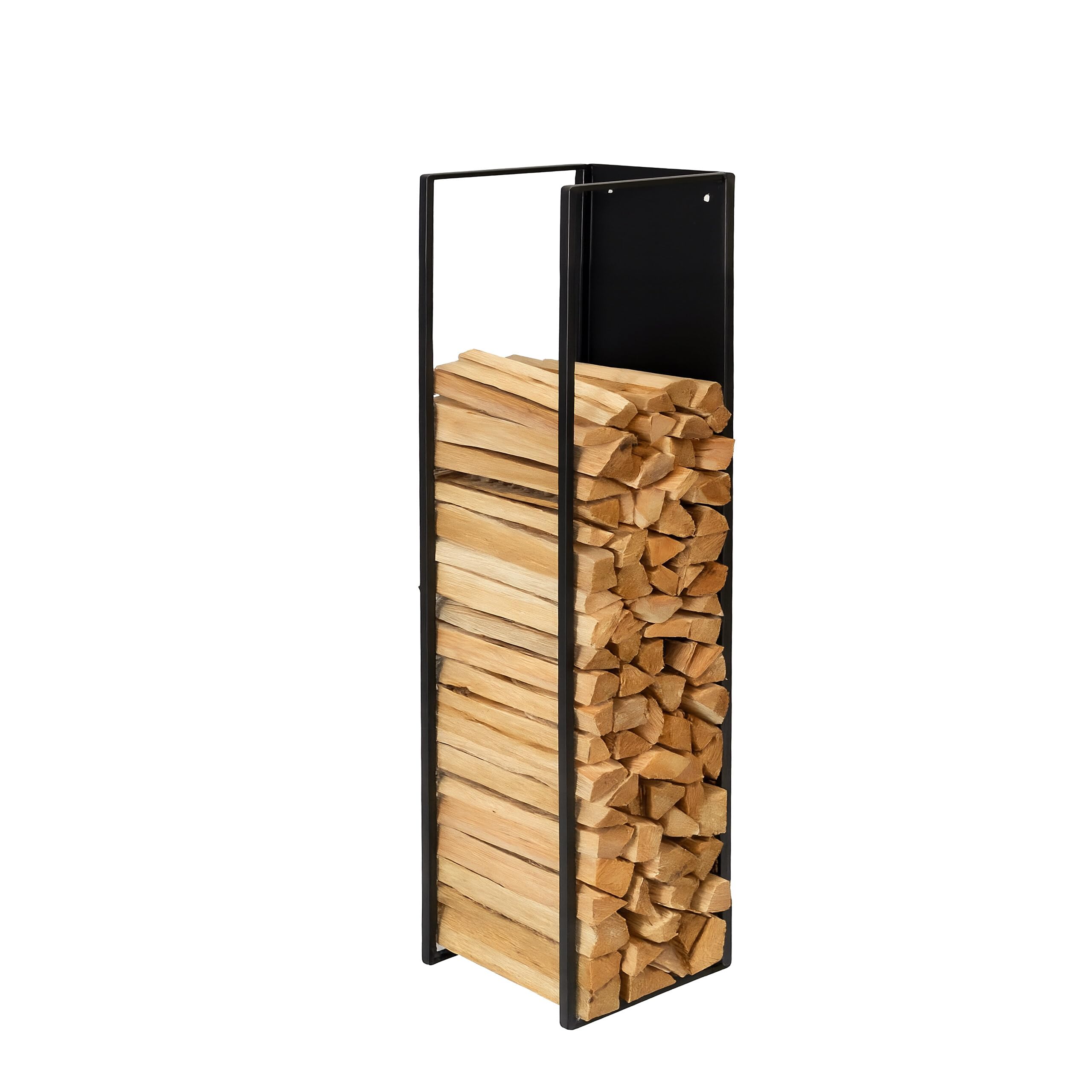 Relaxdays Étagère à Bois, Murale, H x L x P : 120 x 25 x 25 cm, Bois de Chauffage, Acier revêtu, étagère à bûches, Noir