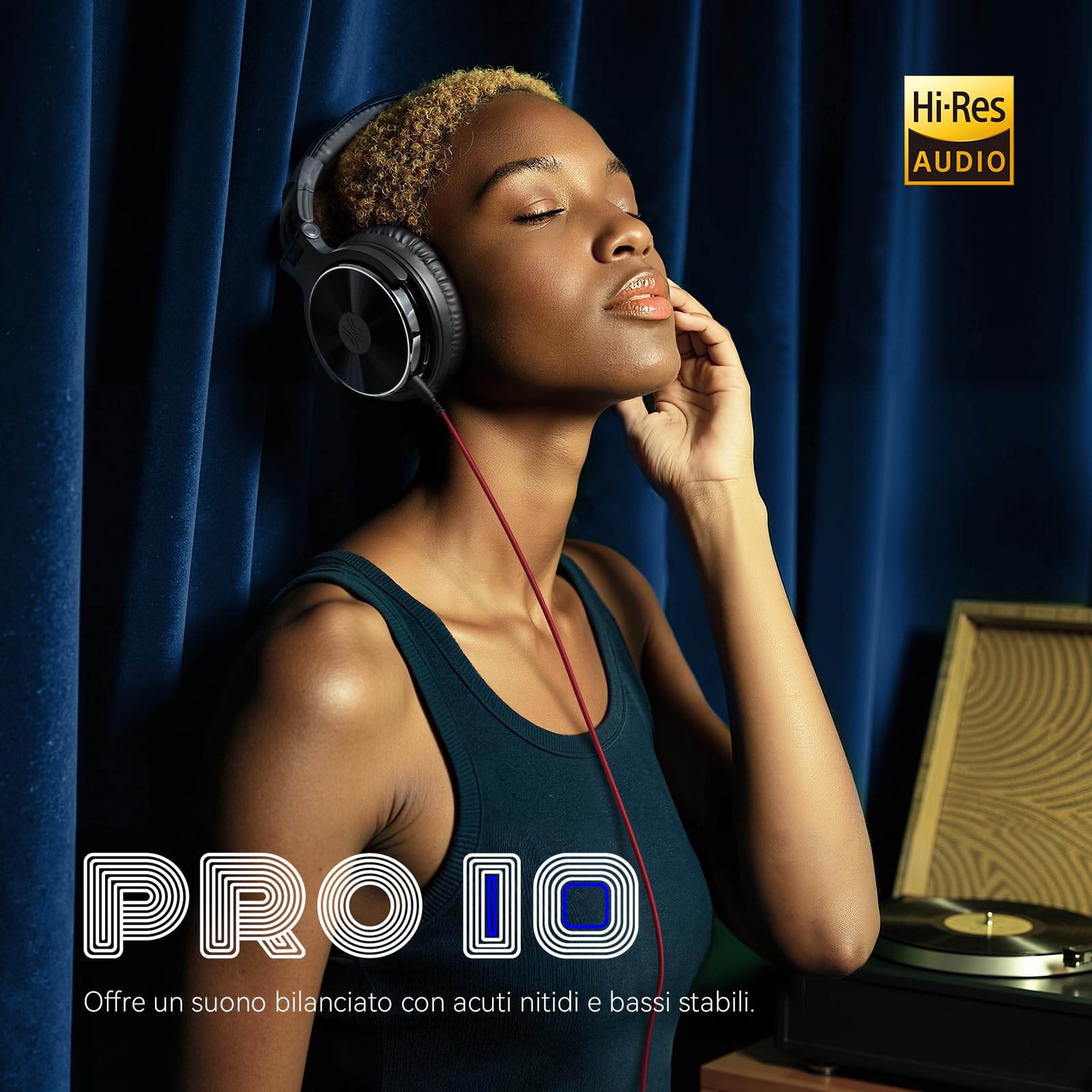 OneOdio Pro 10 Cuffie Over Ear Cablate con Microfono Shareporte Jack 3,5 mm 6,35 mm per Registrazione Mixaggio DJ
