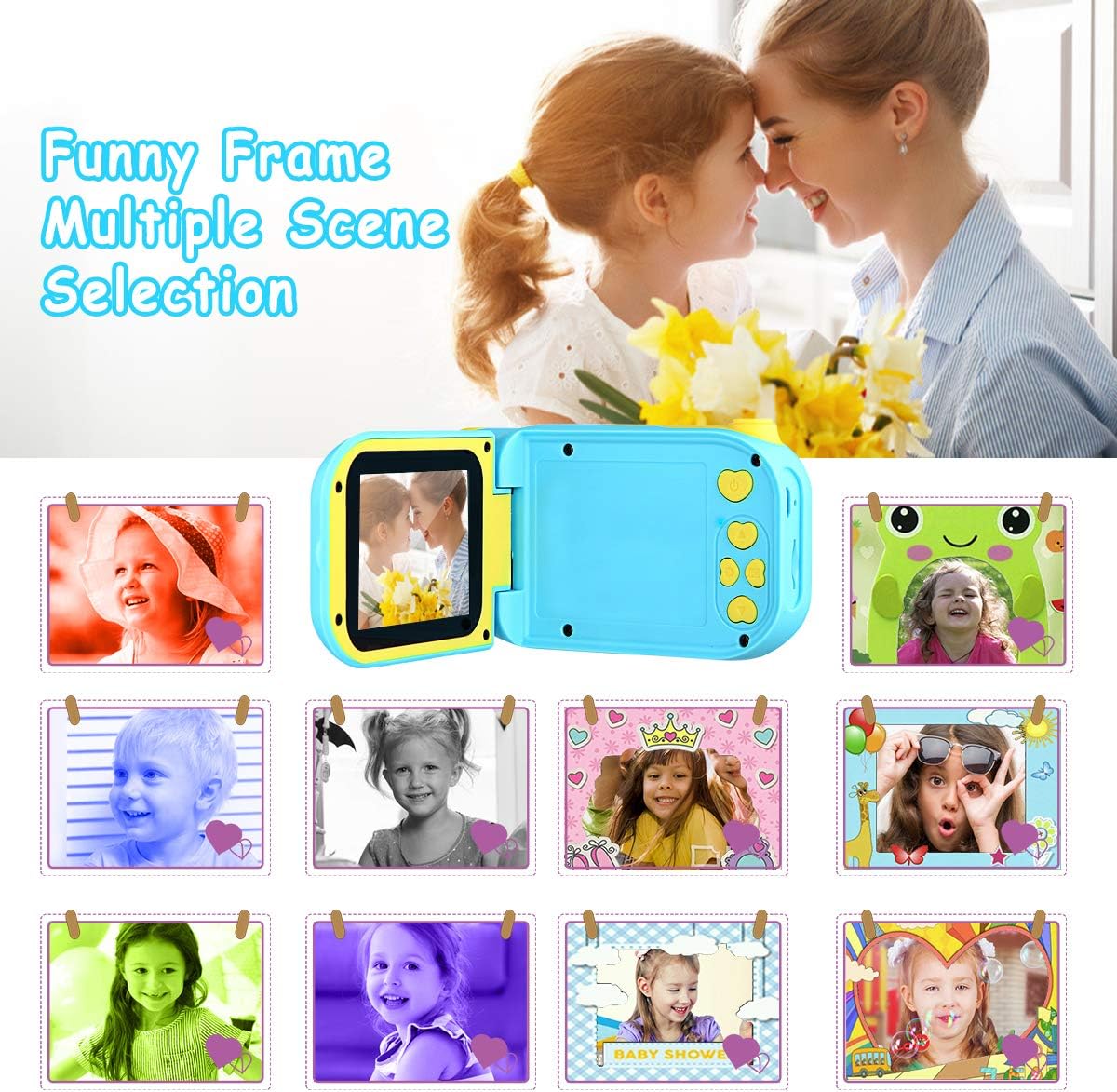 Kids Digital Video Camera Toys for 3-10 Years Old Girls 1080P 2.4 inch IPS Screen Camera for Age 3 4 5 6 7 8 9 Yeas Old Toddler Kids Girls Best Birthday Gift Toys with 32G SD Card(Blue) : Electronics