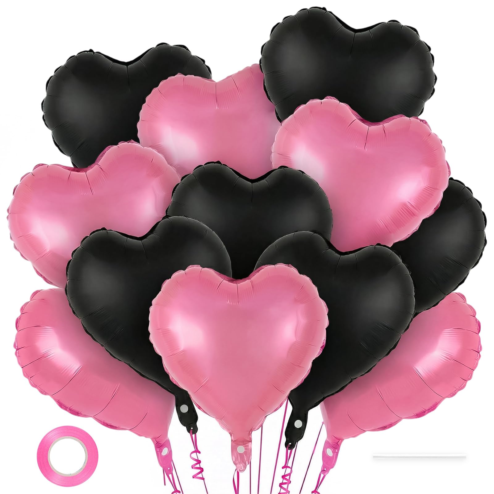 12 Pcs Colorful Heart Balloons,18 Inch Heart Foil Balloons Love Balloon Valentine Balloon for Birthday Party Wedding Engagement Party Baby Shower Valentine Day Decorations