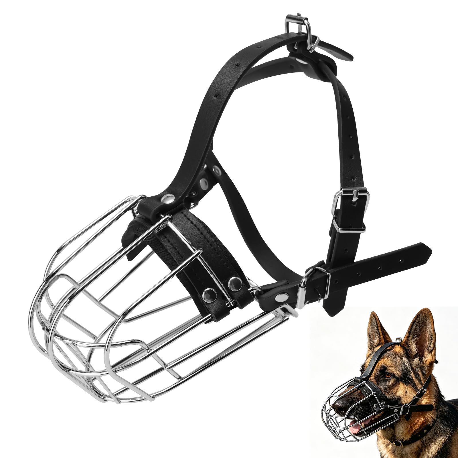 Hundemaulkorb,Deutscher Schäferhund Maulkorb aus Metall – Verstellbarer Draht-Hundemaulkorb für mittelgroße & große Hunde – Schützt vor Beißen, Kauen,Bellen – Robust & Langlebig (Größe M)