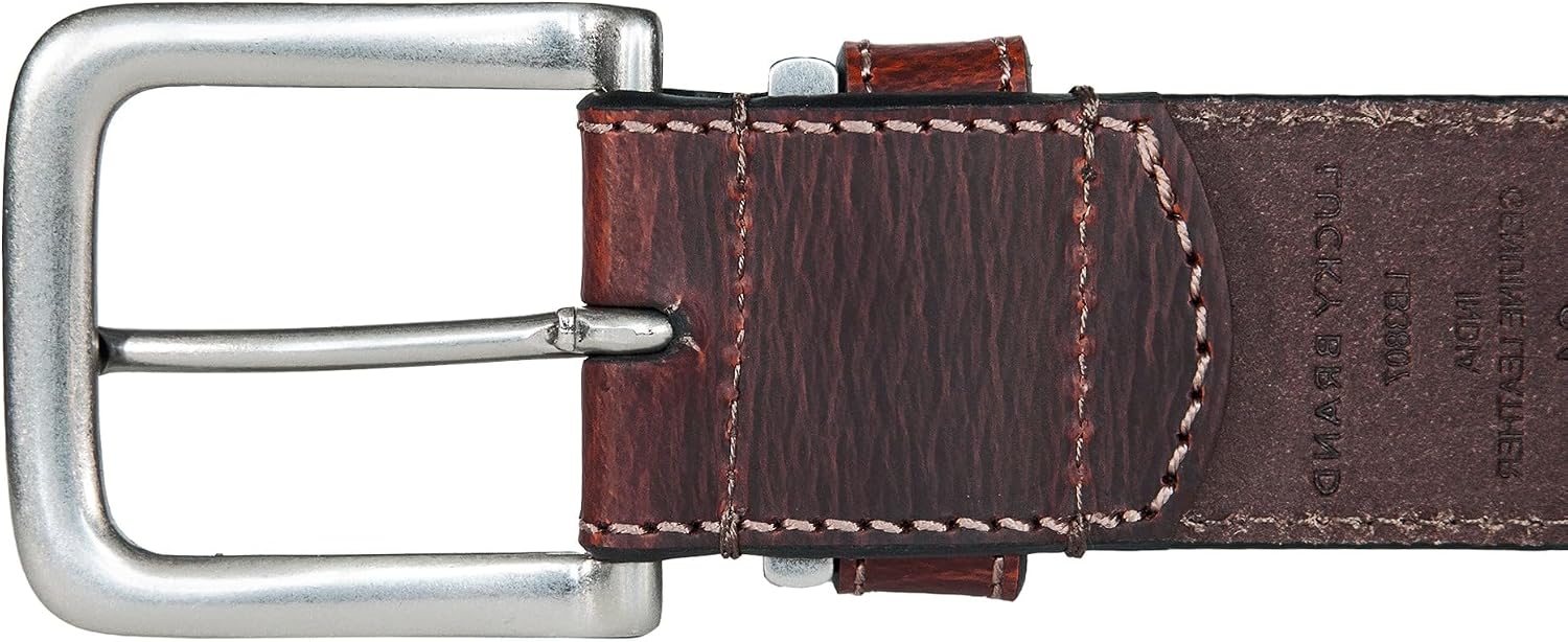 Lucky Brand Men's Stitched Genuine Leather Belt | Classic | Casual | Dress | Everyday | Western | Metal Buckle