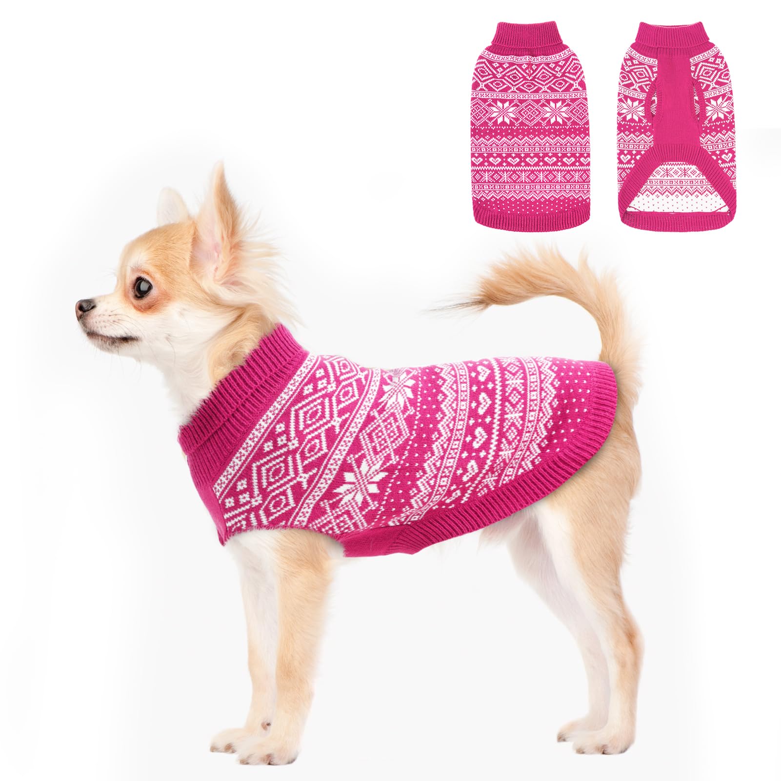 HOMIMP Dog Sweater Argyle - Warm Winter Clothes Puppy Soft Coat, Ugly Dog Sweater for Small Medium and Large Dogs, Pet Clothing Boy Girl, Pink XXS