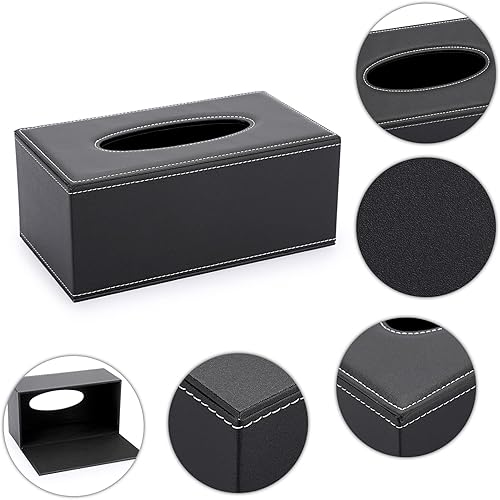 Miniatura 4 de Sumnacon Funda rectangular de cuero para caja de pañuelos con fondo magnético, funda decorativa de poliuretano para baño, sala de estar, dormitorio,