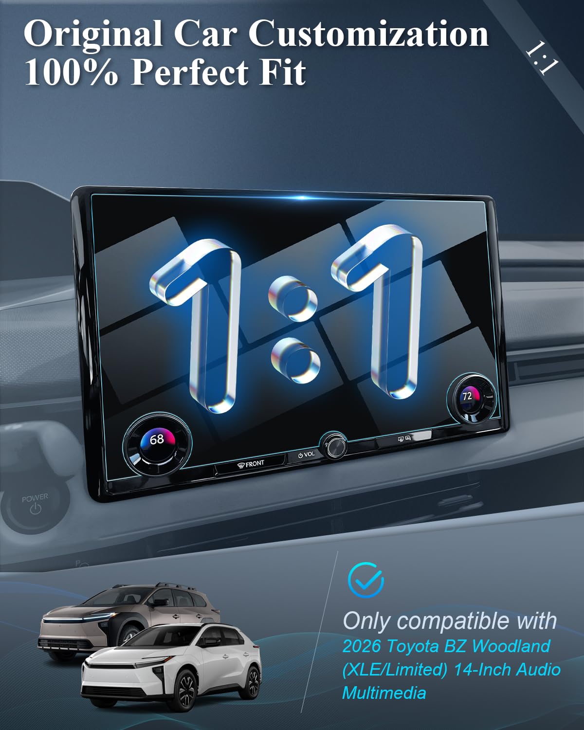 BIBIBO for 2026 Toyota BZ Screen Protector 2026 Toyota BZ (XLE/Limited) 14-Inch Touchscreen Tempered Glass Screen Saver 2026 BZ Woodland Accessories Anti-Scratch Ultra Clear - 2
