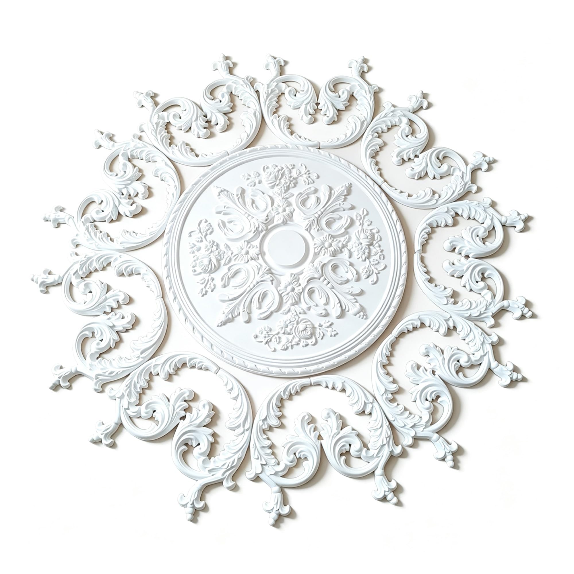 130cm Rosone Lampadario Soffitto Bianco Polistirolo Decorativo | Medaglione del Ventilatore Rotonda Moderno per Pareti Portalampada