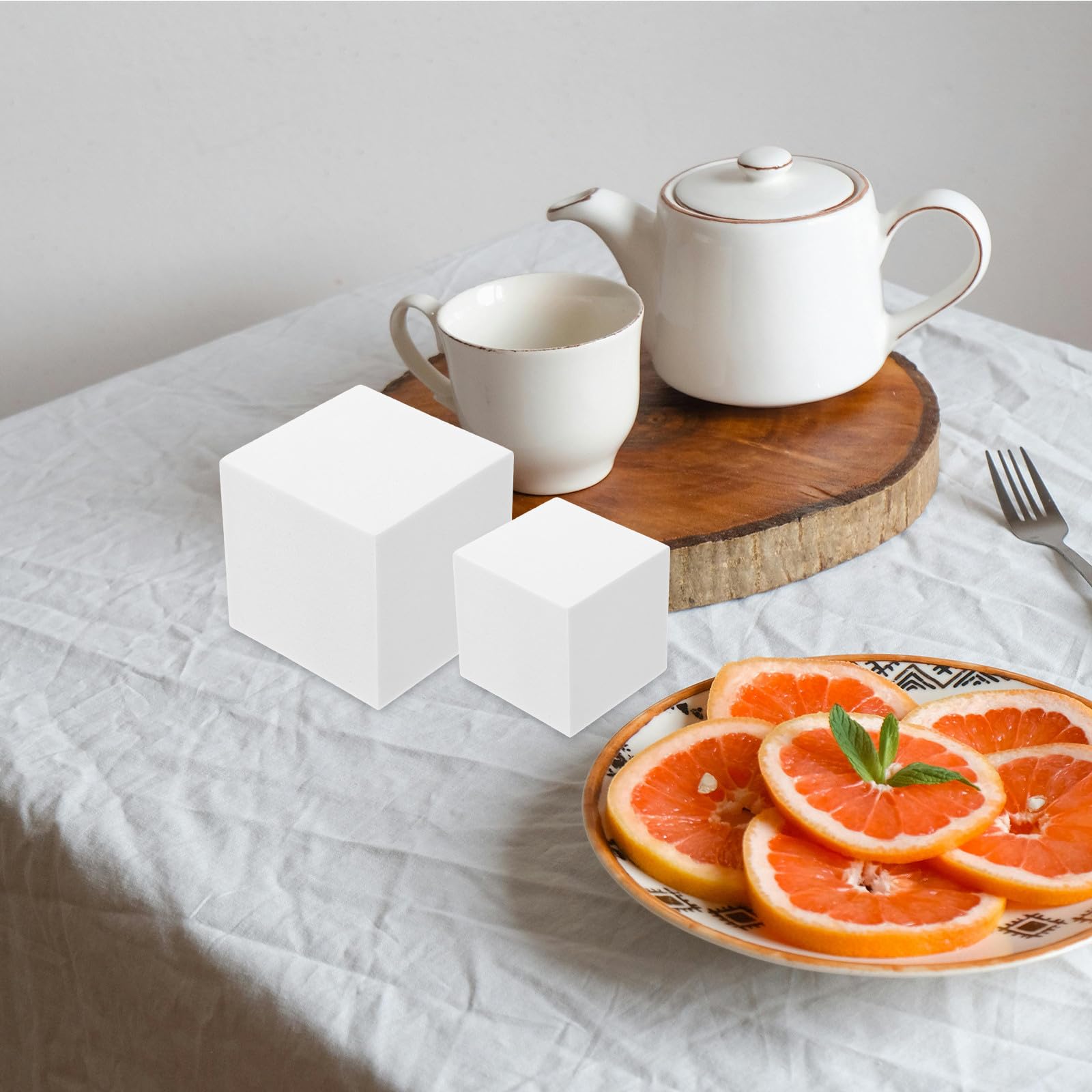 STOBAZA 3 Cubos de Espuma Blancos en Forma de Cubo Accesorio Práctico y Moderno para Fotografía Adecuado para Exhibir Joyería y Objetos Pequeños