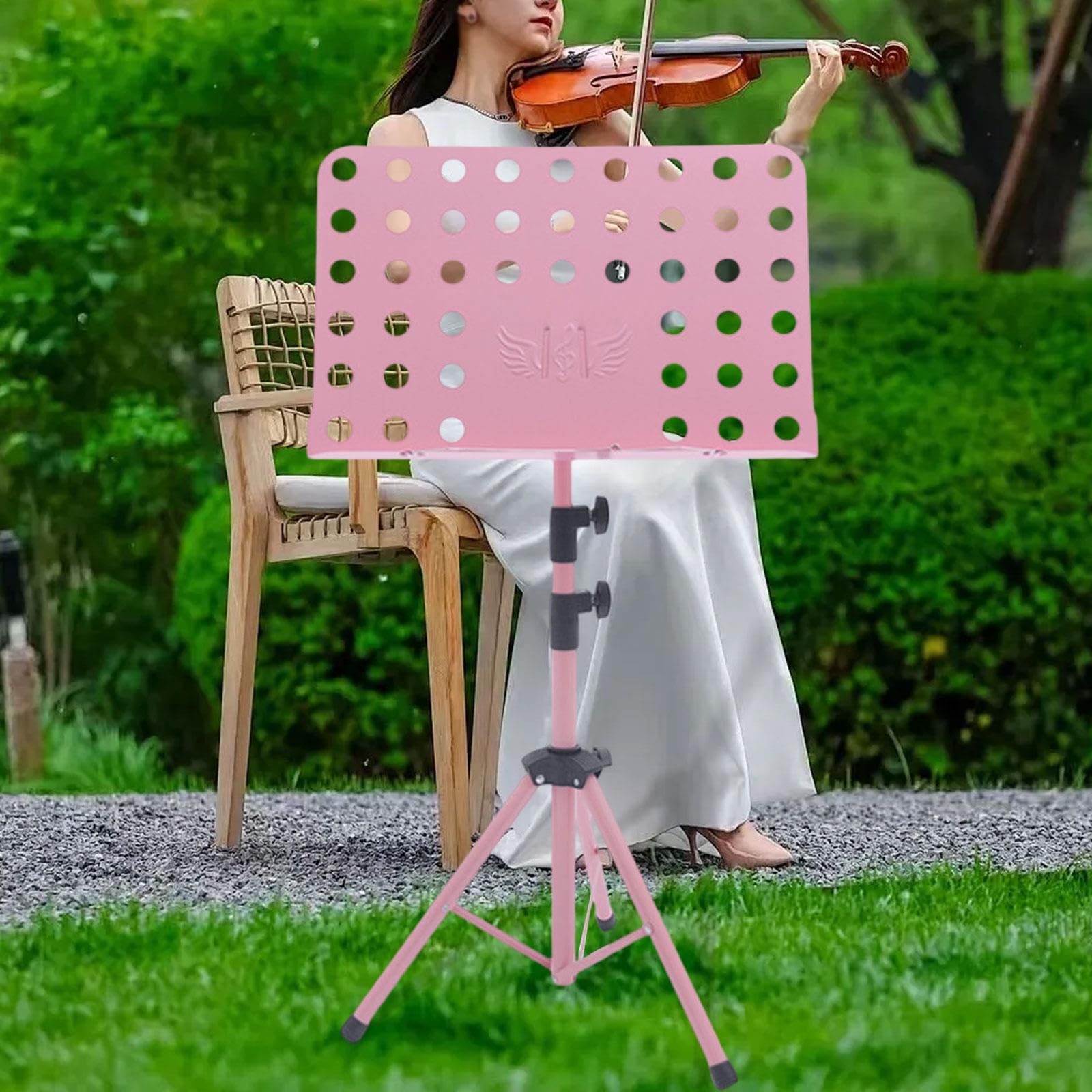 Atril para Partituras Musicales con Soporte Plegable Panel Robusto de 45cmx30cm Base Estable de Altura Y Antideslizante Adecuado para, Rosa