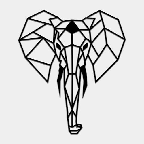 Geometric Elephant Head Metal Wall Art, Modern Home Office Decor,