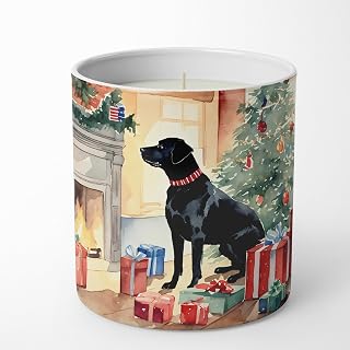 Caroline's Treasures Labrador Retriever Cozy Christmas Decorative Soy Candle Nature Soy Wax Essential Oil Home Decor Ideal for Bedroom Kitchen Bath Office Gift, 10 oz