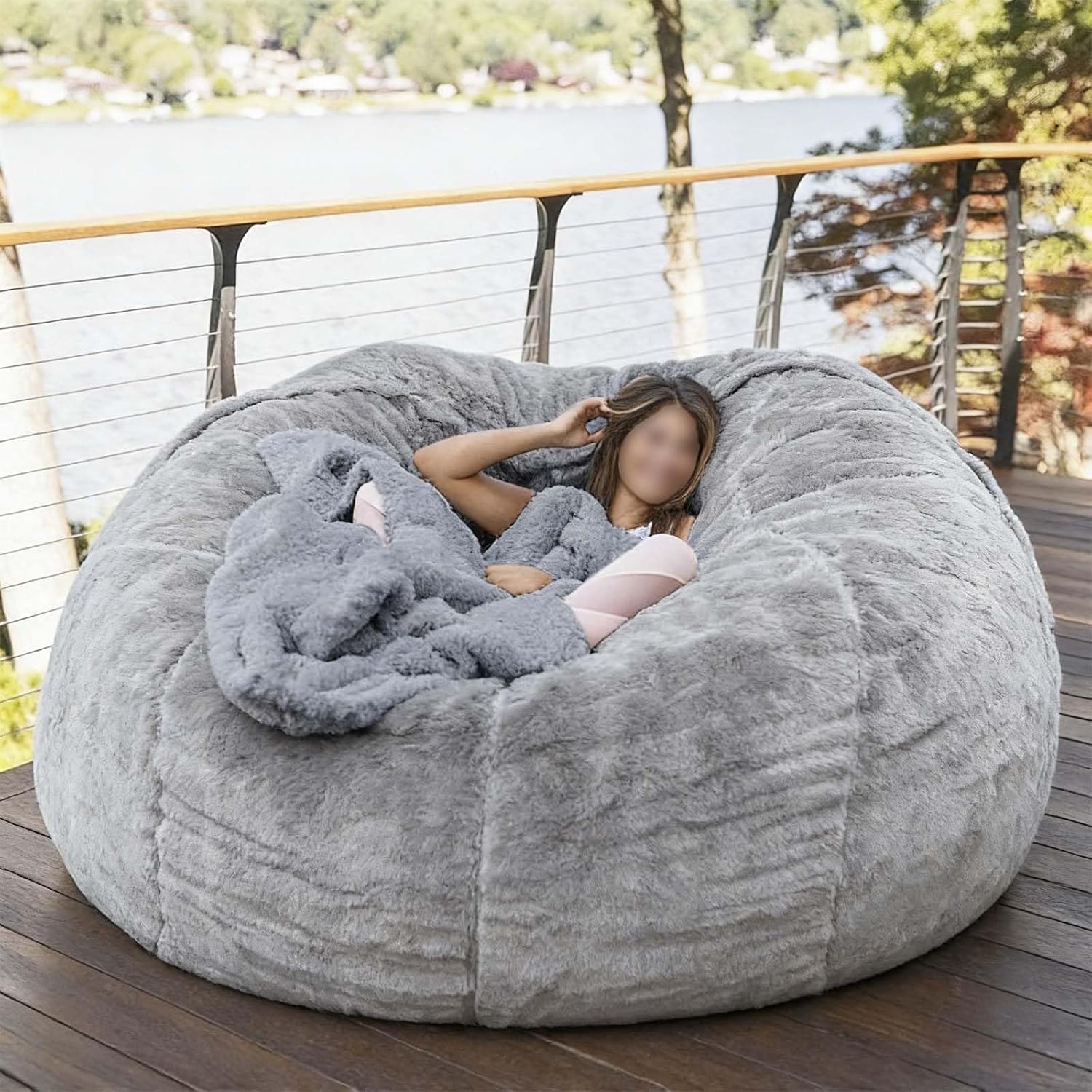 4.5FT Bean Bag Chair Cover (No Filler) Comfy Giant Bean Bag Cover for Adult & Teen, Washable Large Beanbag Chair Cover (Wine Red,53in)