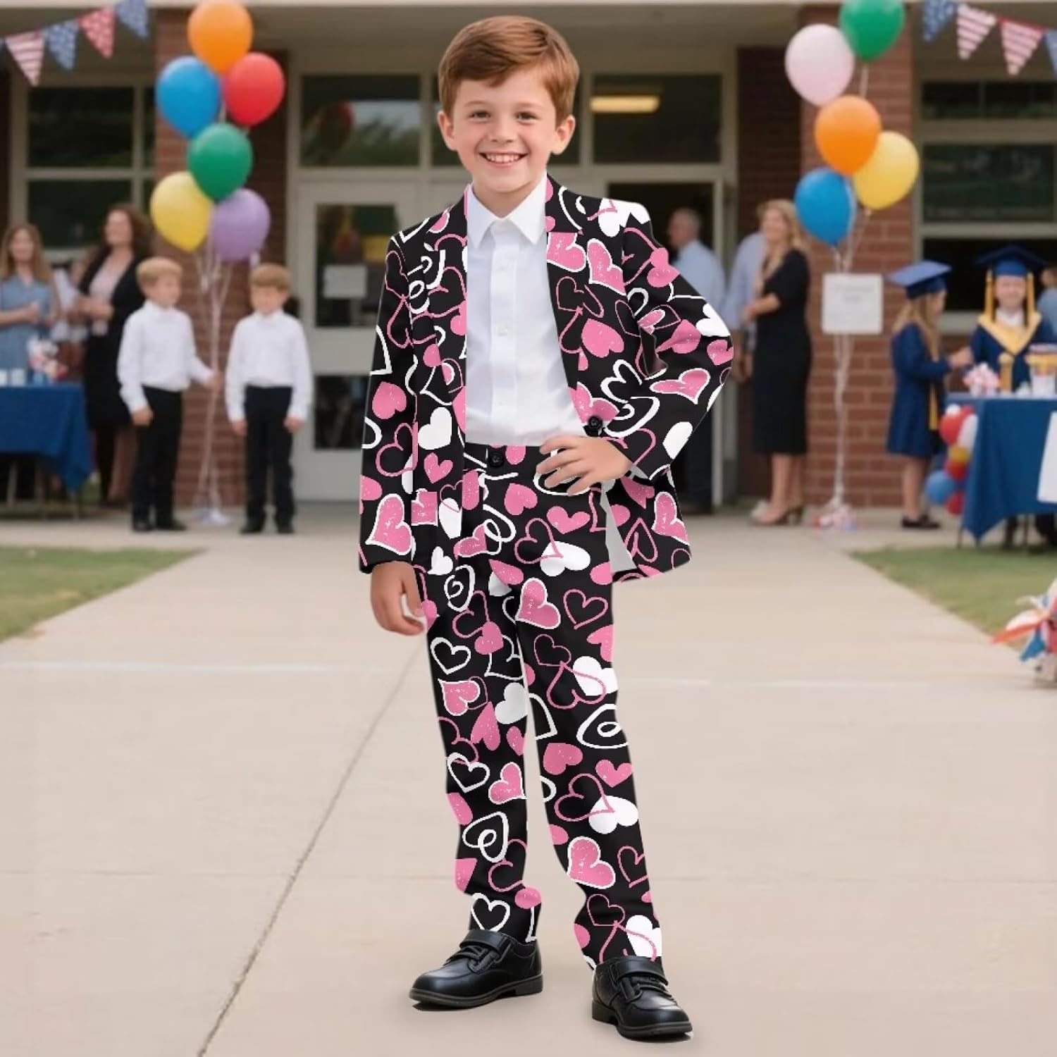 Boys Suit Slim Fit 2 Piece Tuxedo Set with Blazer Jacket Dress Pant Kids Wedding Formal Outfit 6-14 Years​