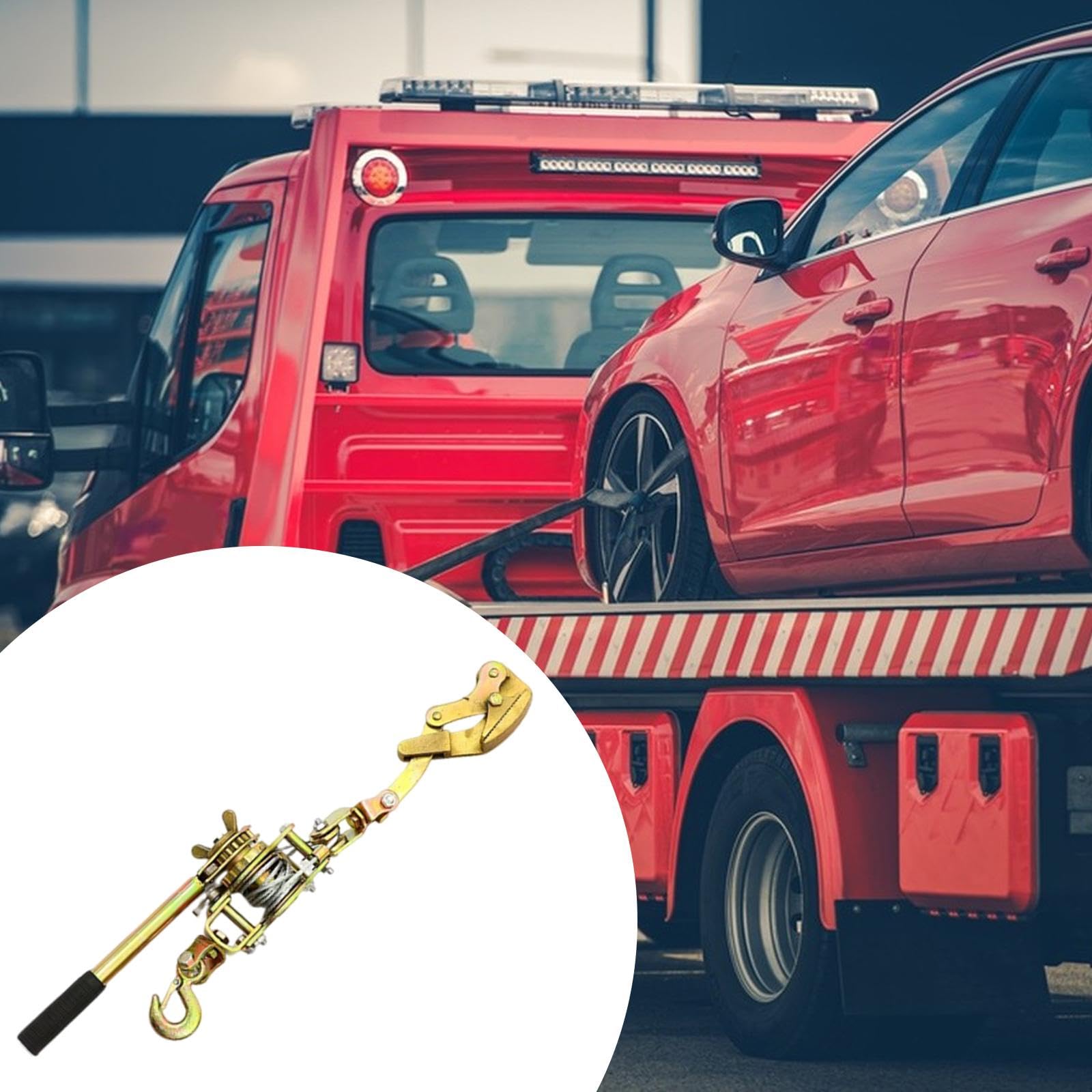 Almencla Seilspanner Ratschenzug Handseilwinde Kabelspanner aus Kohlenstoffstahl für Bauarbeiten Industrie Landwirtschaft Automobilbereich 2m×5mm, 2 Tonnen mit Backen