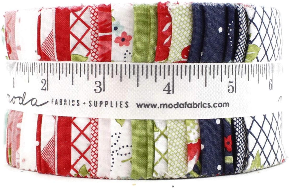 Sunday Stroll Jelly Roll (40 Pieces) by Bonnie and Camille for Moda 2.5 x 44 inches (6.35 cm x 111.76 cm) Fabric Strips DIY Quilt Fabric