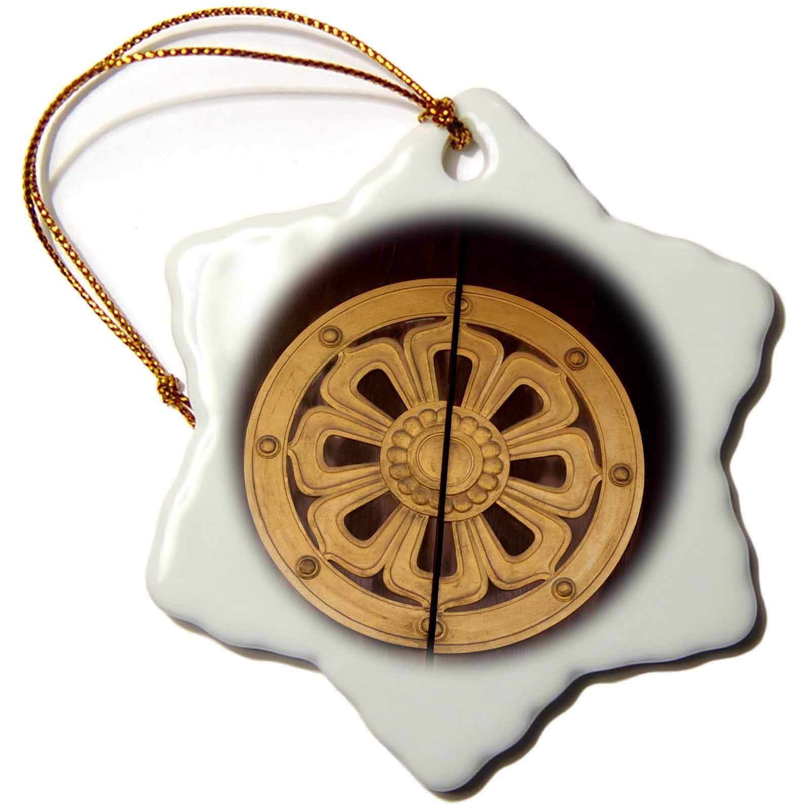 3D Rose Ornate Door Decoration Jinja Shrine-Narita City-Japan Snowflake Ornament, 3"