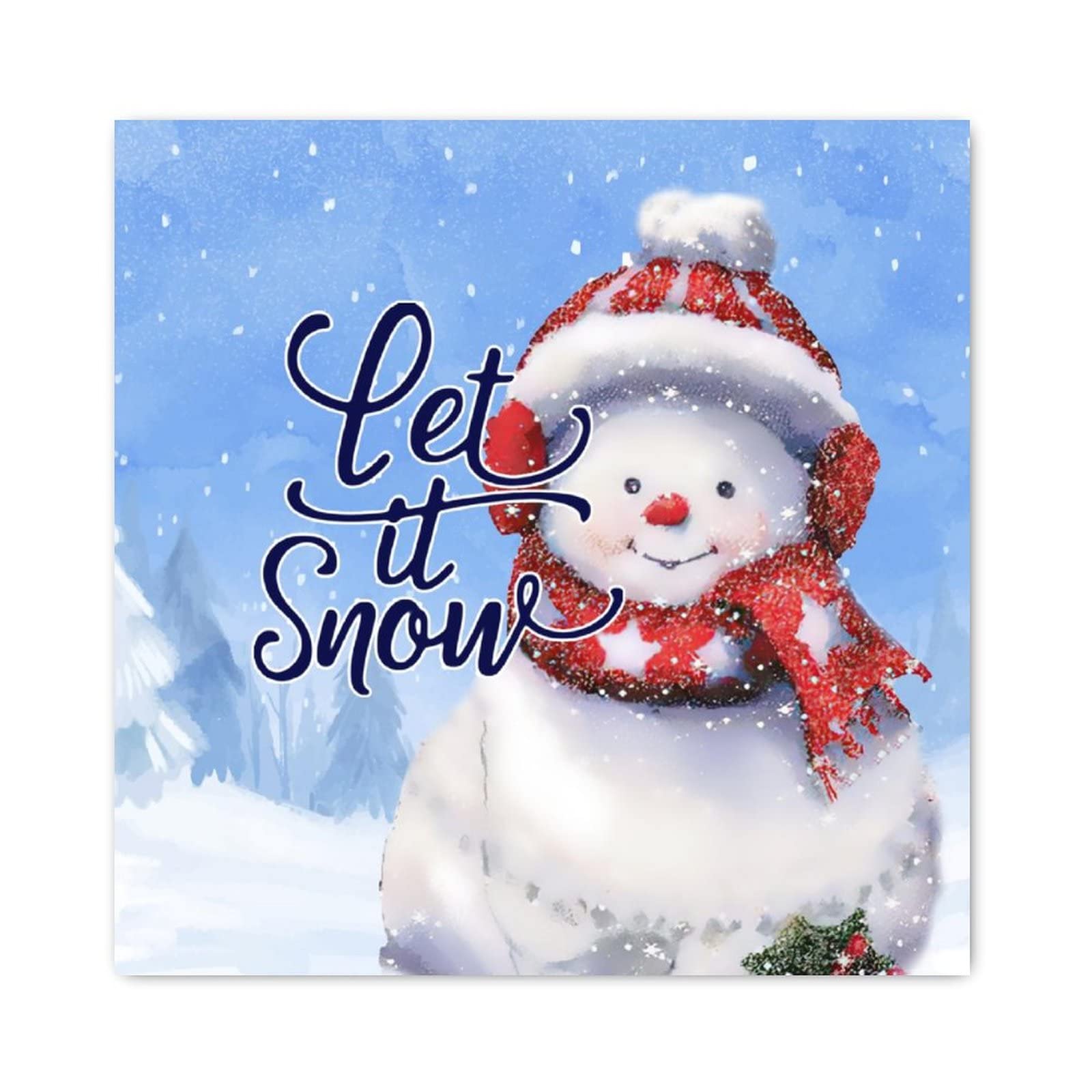 Plaque en bois Let It Snow déco murale rustique de salon 40cm