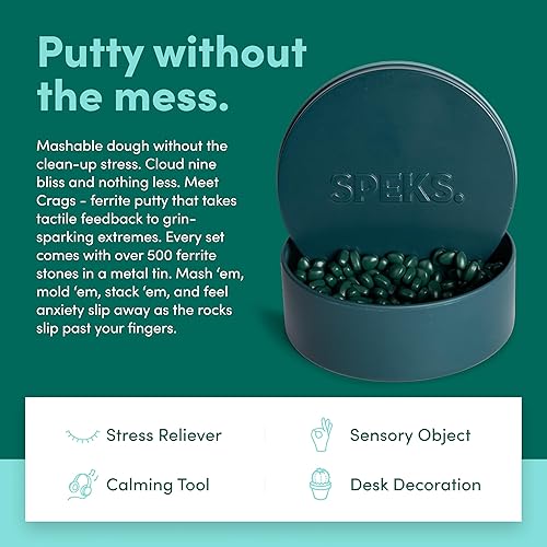 Miniatura 57 de Speks Crags- Masilla de ferrita, + de 500 piedras de ferrita en una lata, juguete de escritorio antiestrés p/la ansiedad, p/adultos y adolescentes