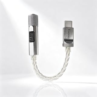 Essonio ES-HC5111 Type-C to 3.5mm Hi-Fi DAC Audio Adapter, Titanium | Dual Chip DAC Dongle CX31988+HT97220, 32bit/384kHz Lossless, 8-Strand Silver-Plated Wire Titanium Shell