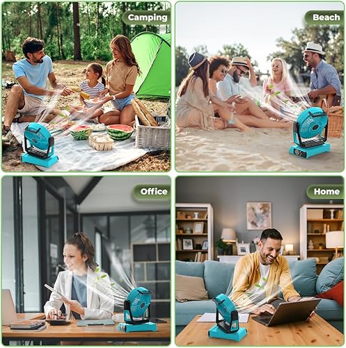 Miniatura 6 de Ventilador de camping recargable, ventilador portátil de 30000 mAh con linterna LED, rotación de 360 y 9 velocidades, ventiladores de tienda de