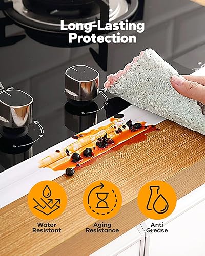 Miniatura 4 de Kakoka Tira de calafateo para inodoro (10.5 pies), cinta de calafateo blanca impermeable para inodoro, cinta de PVC autoadhesiva para inodoro