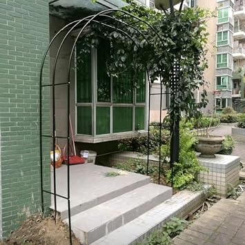 Garden Arch with Base, Outdoor Trellis Pergola, Black,White, Plants Flower Rose Climbing Support Archway, Patio Arbour for Backyard, Lawn, Courtyard Color Black, Size 180X250X50CM