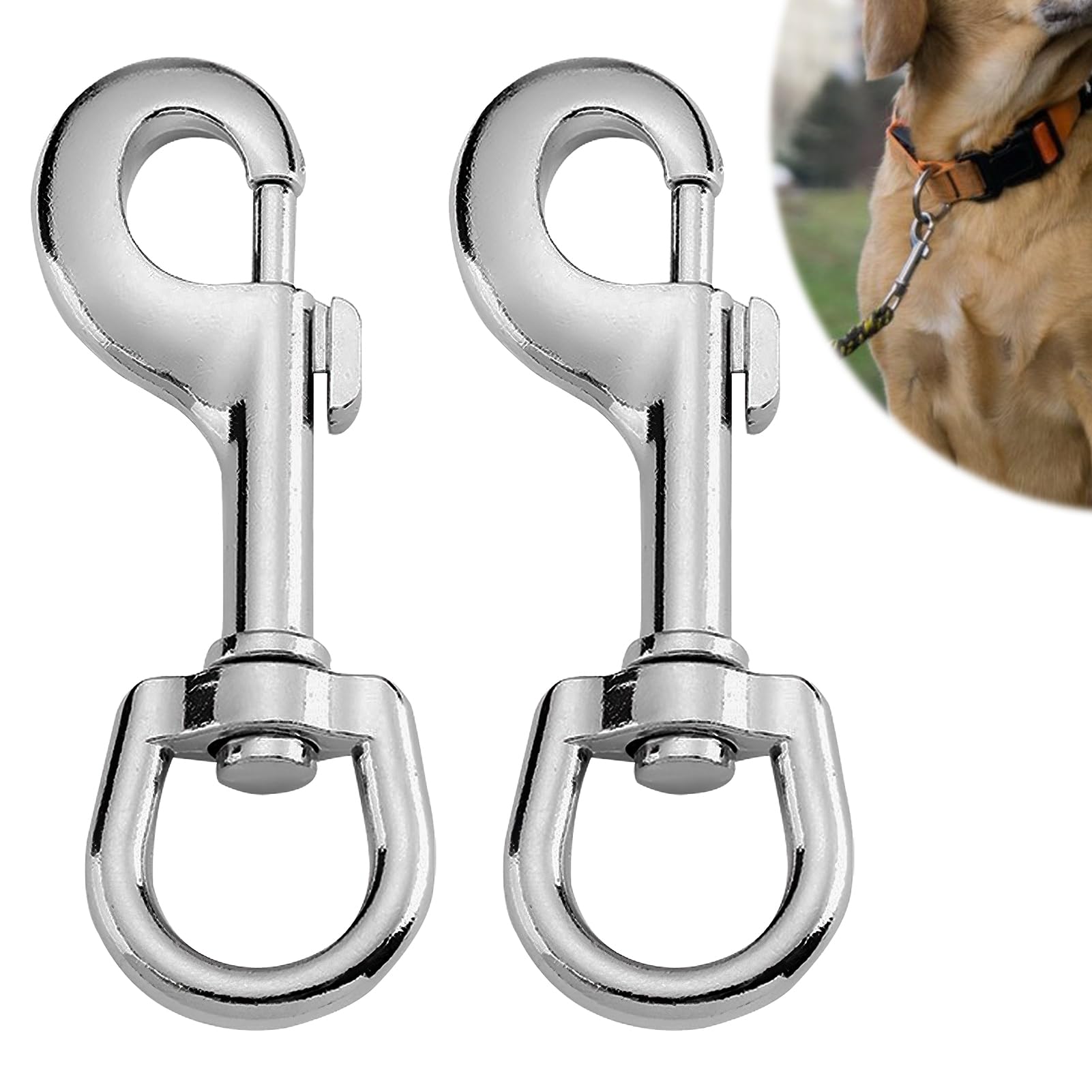 2 pz Ganci Portachiavi,Moschettoni in Acciaio Inox,Utilizzati per Alpinismo,Guinzagli e Chiavi per Cani
