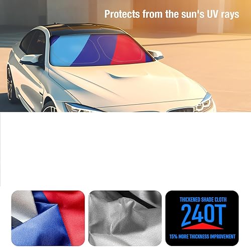 Miniatura 5 de Parasol para parabrisas de automóvil que bloquea los rayos UV, protector de parasol de material azul, sin reflejos reflejos, parasol para X1 X3 X5