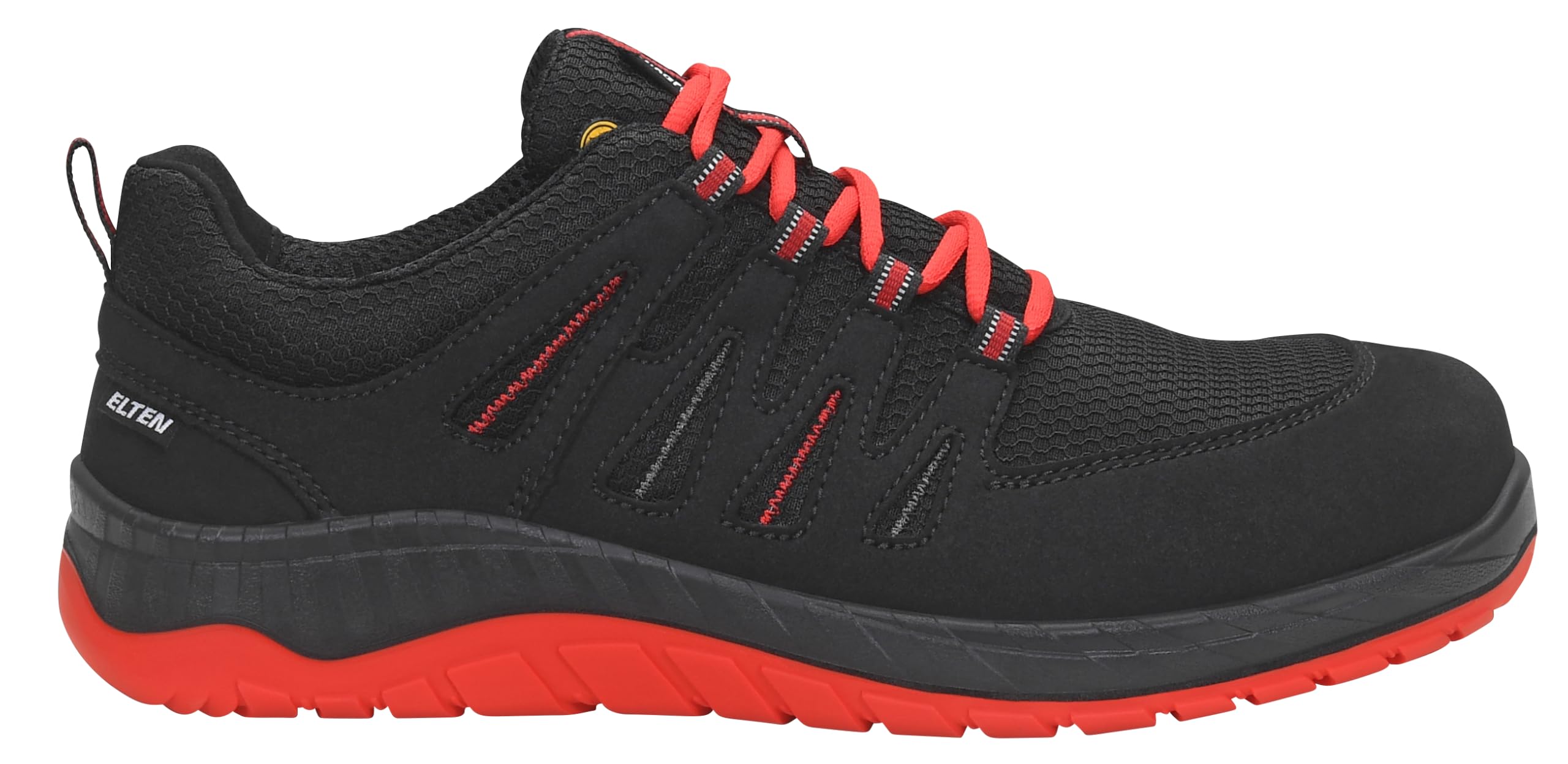 ELTEN Maddox Compo Black-red Low ESD S3S | Sicherheitsschuhe für Damen & Herren, Kunststoffkappe, leicht, atmungsaktiv