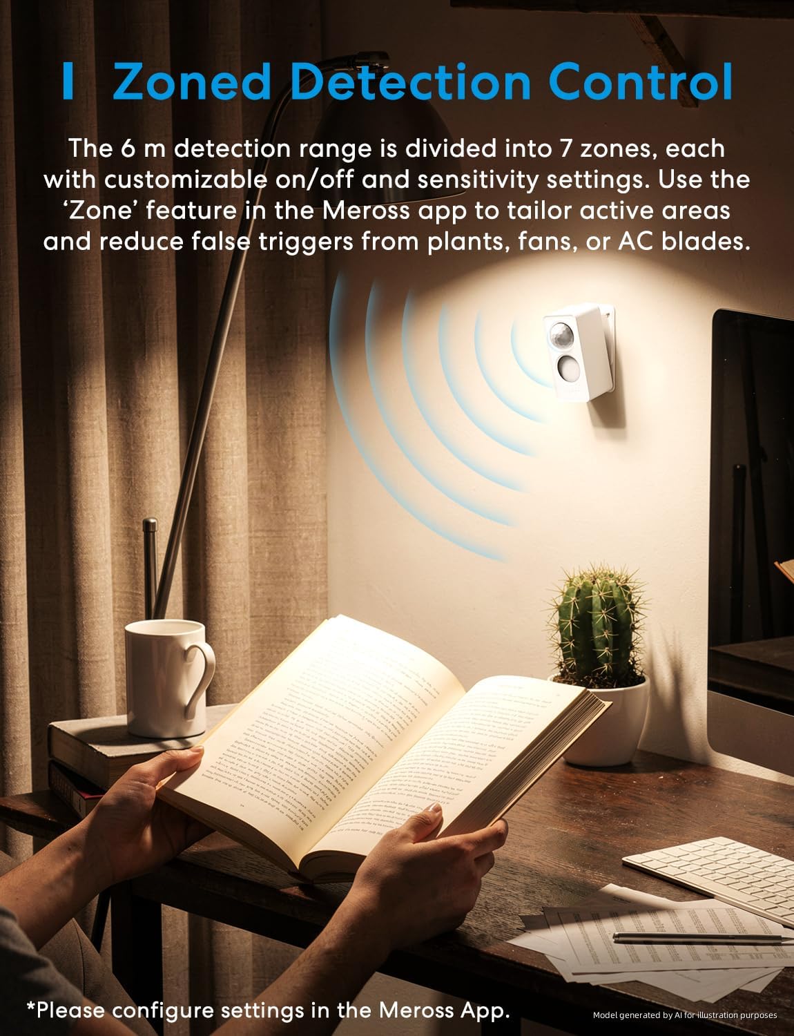 meross Presence Sensor Matter Over Thread, Battery-Powered 4-in-1 Motion Sensor with AI Learning Home Automation, IP67 PIR & Light & mmWave Radar, Supports Home Assistant, Apple HomeKit, Alexa, Google