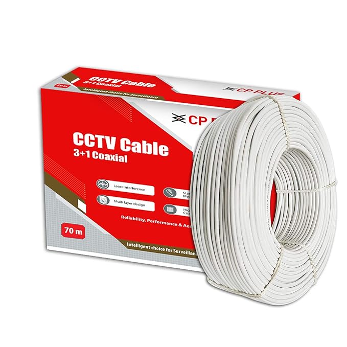 CP PLUS 3+1 Coaxial Pure Copper CCTV Camera Standard Cable for Security and Surveillance | Solid Annealed Bare Copper Conductor | Video, Power and Audio Communication (70 Meter) White – CP-ECC-70R at Rs. 976
