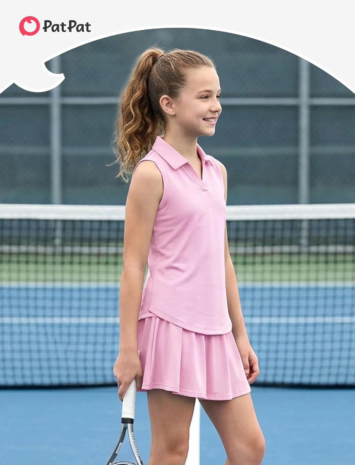 PATPAT Girls 2 Piece Skirt Sets 6-14 Years Sleeveless Polo Shirts and Skort Tennis Golf Outfits