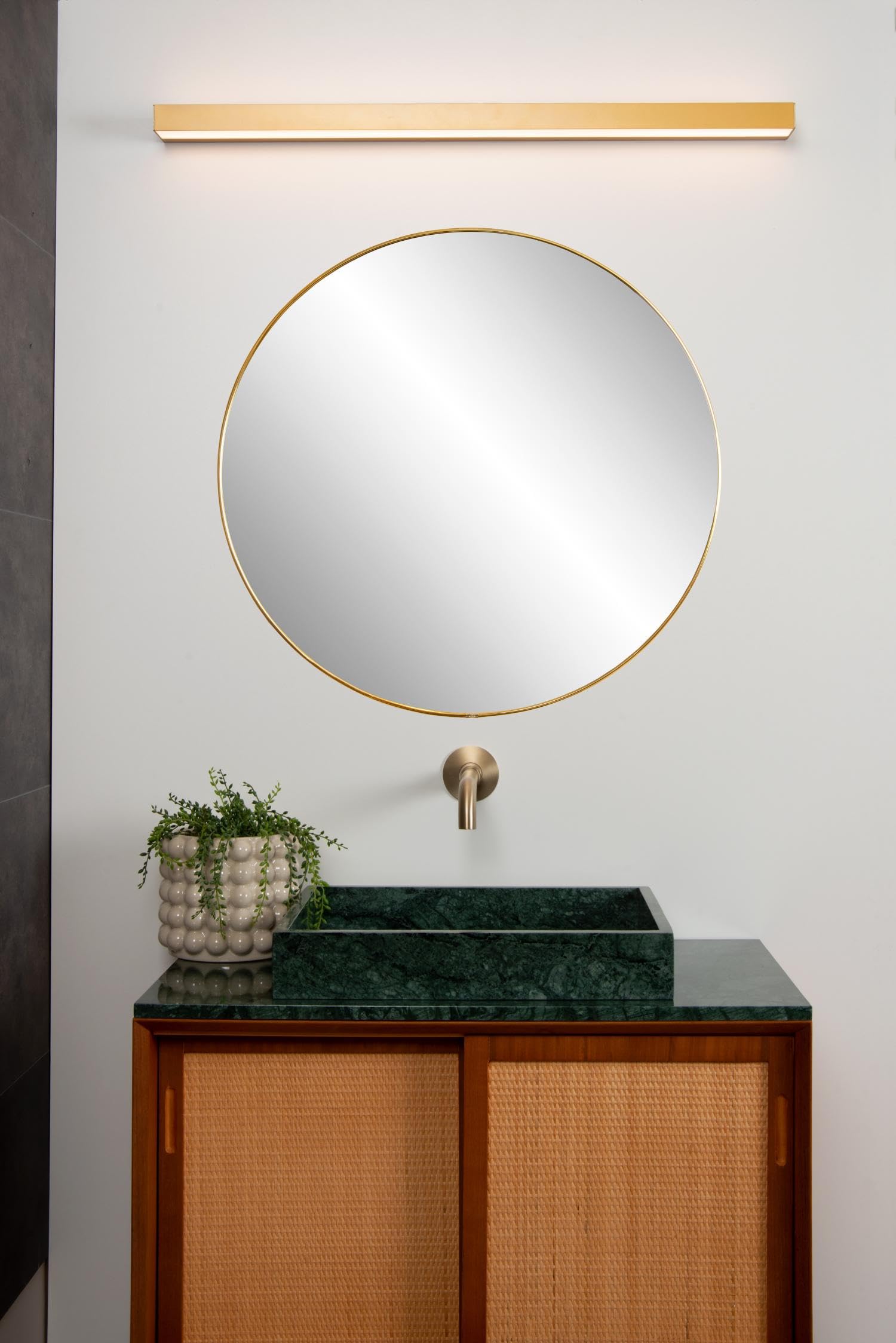 LUCIDE Alexa - Wall Light Bathroom - LED - 1x13W 2700K - IP44 - Matt Gold/Brass, Matt Gold / Brass - Image 4