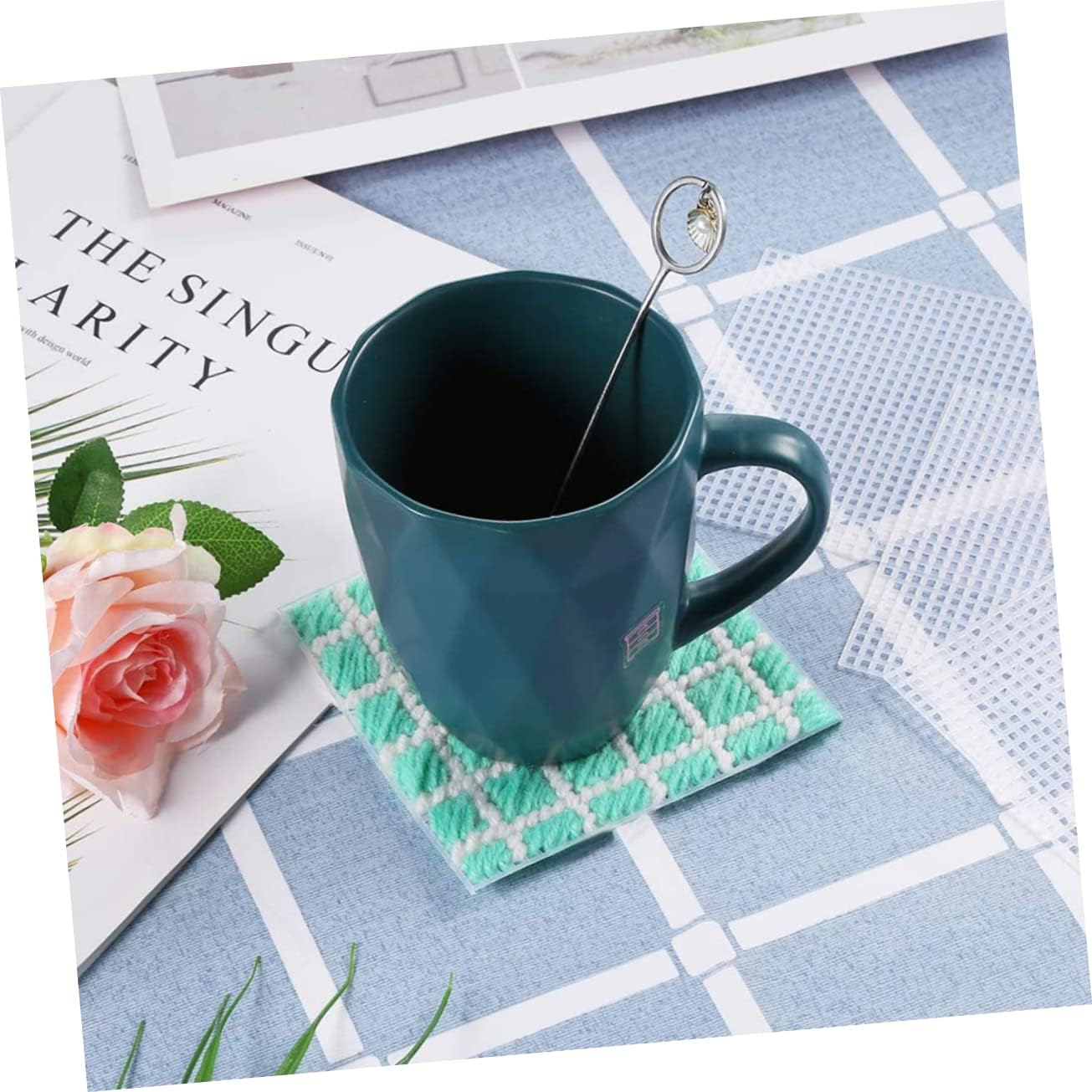 jojofuny 3sets 30 Pcs Cross Stitch Mesh Plastic Canvas Sheets for DIY Embroidery Acrylic Yarn Crafting Knit Crochet Projects for Coasters and Pads White 30pcs*3
